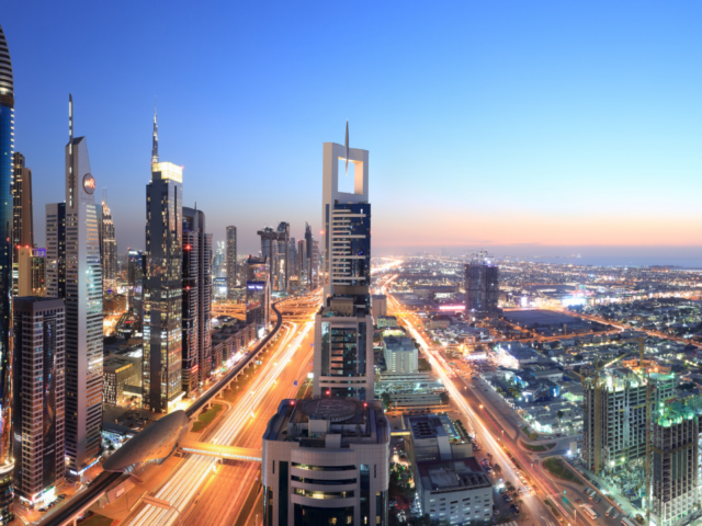 dubai downtown at night
