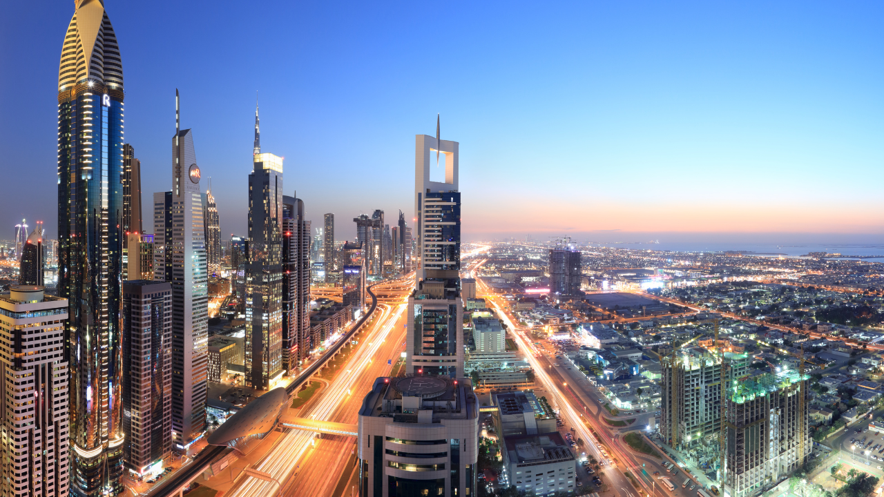 dubai downtown at night